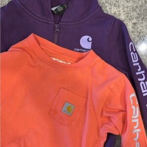 Carhartt Kids Orange Tee and Purple Hoodie Set